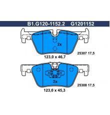 B1.G120-1152.2 Galfer Колодки тормозные задние дисковые к-кт