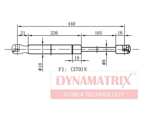 DGS1325BL DYNAMAX-Korea Амортизатор крышки багажника для Opel Omega B 1994-2003