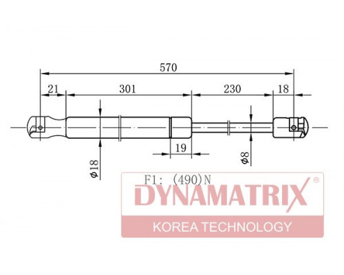 DGS9668DO DYNAMAX-Korea Амортизатор двери багажника