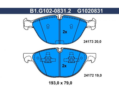 B1.G102-0831.2 Galfer Колодки тормозные передние к-кт