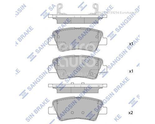 SP1845 Sangsin Колодки тормозные задние дисковые к-кт