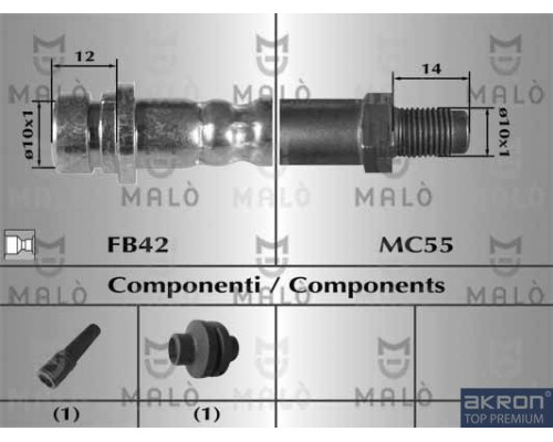 81037 Malo/Akron Шланг тормозной задний