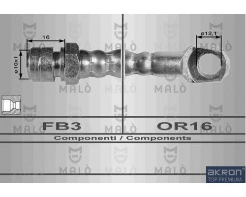 H8014 Malo/Akron Шланг тормозной для Mercedes Benz MB100 (VSA 100) 1988-1996