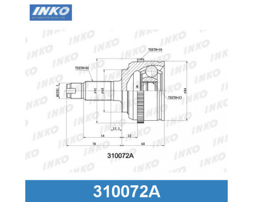 310072A INKO ШРУС наружный передний для Honda Civic 2001-2005