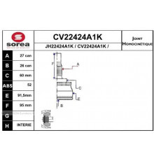 CV22424A1K EAI ШРУС наружный передний для Hyundai Santa Fe (SM)/ Santa Fe Classic 2000-2012