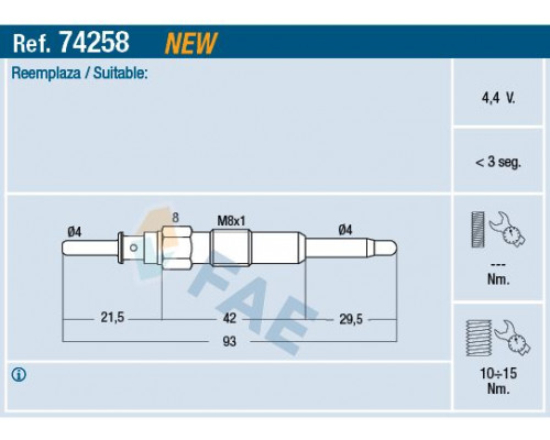 74258 FAE Свеча накаливания