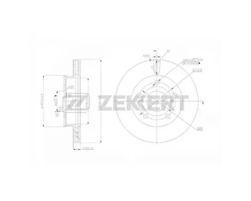 BS-5464 Zekkert Диск тормозной передний вентилируемый для Toyota Mark 2 (X10#) 1996-2000