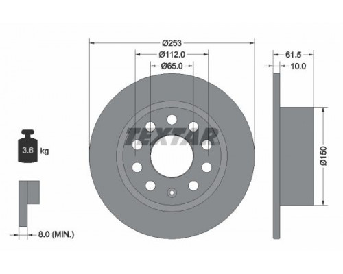 92306603 Textar Диск тормозной задний для Skoda Octavia (A7) 2013-2020