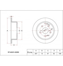 ST-42431-22200 SAT Диск тормозной задний для Toyota Mark 2 (X10#) 1996-2000