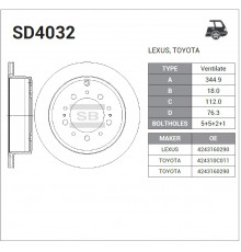 SD4032 Sangsin Диск тормозной задний