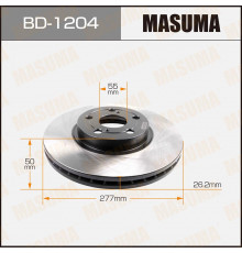BD-1204 Masuma Диск тормозной передний вентилируемый для Toyota Avensis II 2003-2008