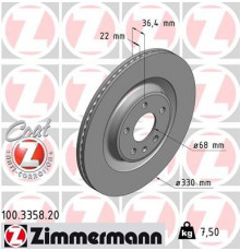 100.3358.20 Zimmermann Диск тормозной задний