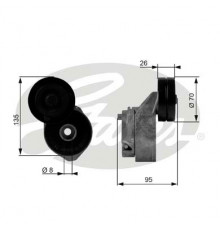 T38430 Gates Ролик клинового ремня с кронштейном