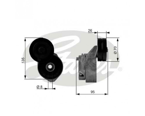 T38430 Gates Ролик клинового ремня с кронштейном