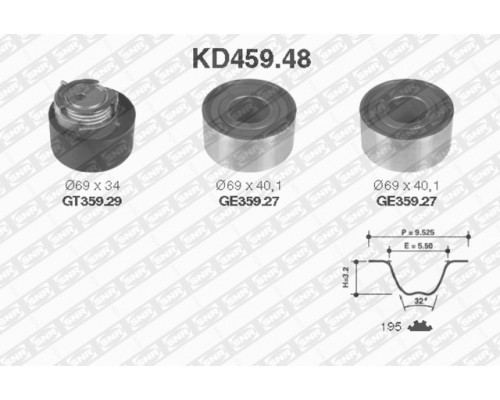 KD459.48 NTN / SNR Ремень ГРМ к-кт для Citroen C5 2008-2017