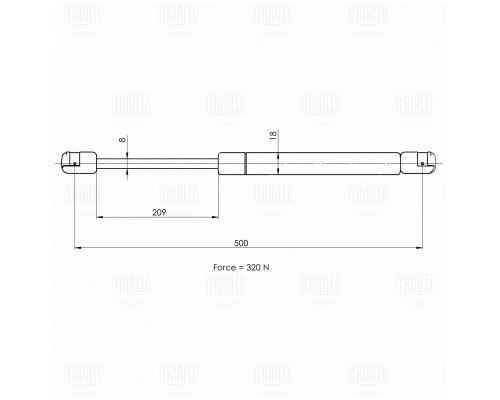 GS1802 Trialli Амортизатор капота GS1802 Trialli Амортизатор капота