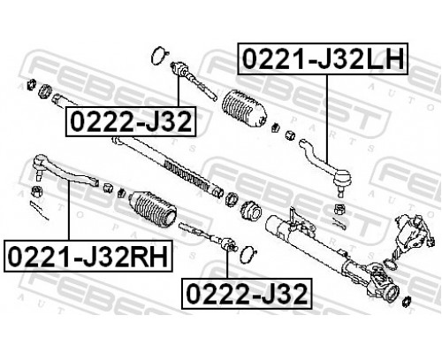 0221-J32RH FEBEST Наконечник рулевой правый