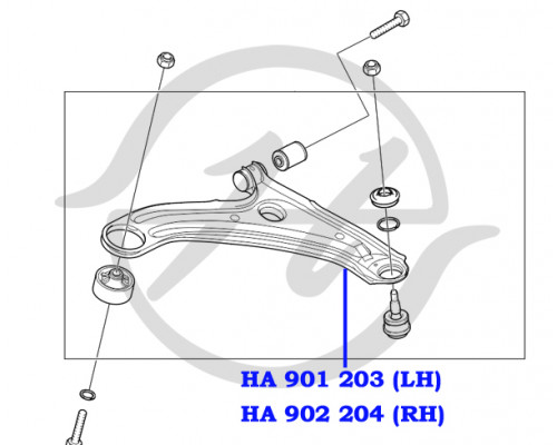 HA901203 Hanse Рычаг передний левый для Hyundai Getz 2002-2010