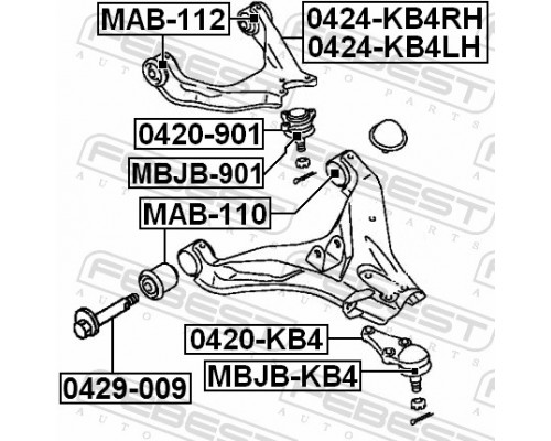 MAB-112 FEBEST Сайлентблок верхнего рычага