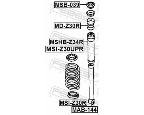 MAB-144 FEBEST Сайлентблок заднего амортизатора нижний для Mitsubishi Lancer (CS/Classic) 2003-2008