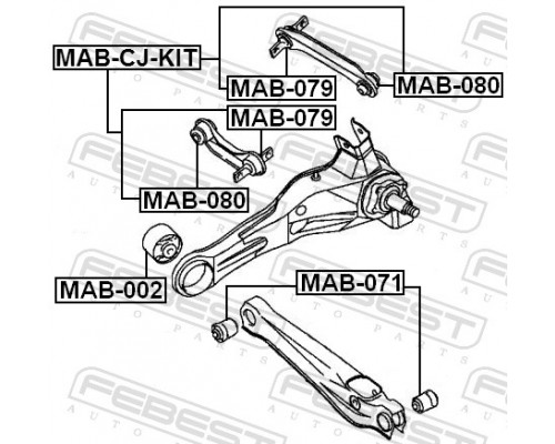 MAB-080 FEBEST Сайлентблок заднего верхнего рычага