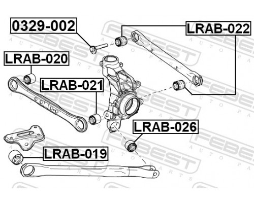 LRAB-020 FEBEST Сайлентблок заднего рычага внутренний для Land Rover Freelander 2 2007-2014