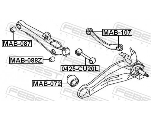 MAB-088Z FEBEST Сайлентблок заднего рычага наружный