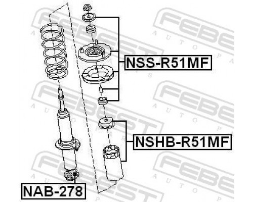 NAB-278 FEBEST Сайлентблок переднего амортизатора нижний