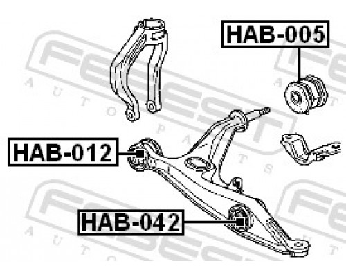 HAB-012 FEBEST Сайлентблок переднего рычага внутренний для Honda CR-V 1996-2002