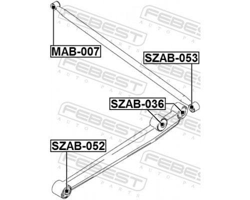 SZAB-053 FEBEST Сайлентблок поперечной тяги наружный для Suzuki Ignis II (HR) 2003-2008