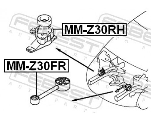 MM-Z30FR FEBEST Опора двигателя задняя для Mitsubishi Colt (Z3) 2003-2012