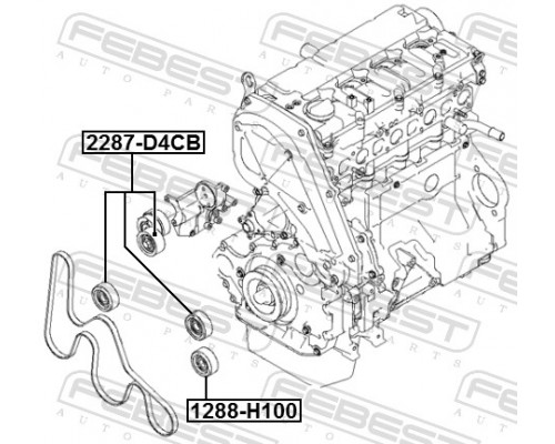 1288-H100 FEBEST Ролик дополнительный руч. ремня