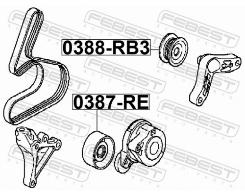 0388-RB3 FEBEST Ролик дополнительный руч. ремня