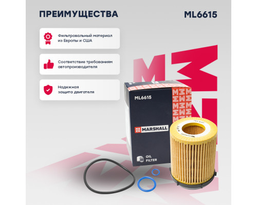 Фильтр масляный MB A-Class (W176, W177) 12- / C-Class (W204, W205) 08- / E-Class (W212, W213) 13- (ML6615) Фильтр масляный MB A-Class (W176, W177) 12- / C-Class (W204, W205) 08- / E-Class (W212, W213) 13- (ML6615)