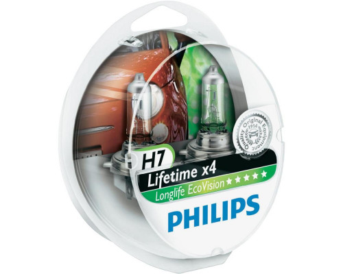 Лампы Philips LongLife EcoVision H7, 12V 55W PX26d (Комплект - 2шт.)
