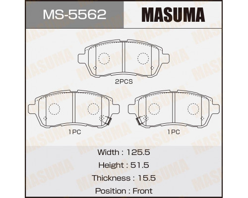 MS-5562 Masuma Колодки тормозные передние к-кт