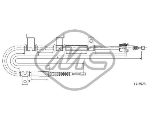 82007 Metalcaucho Трос стояночного тормоза правый для Hyundai i30 2007-2012