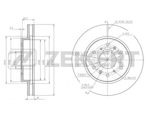 BS-6545 Zekkert Диск тормозной задний для Haval H9 2014-2024