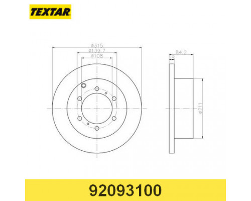 92093100 Textar Диск тормозной задний