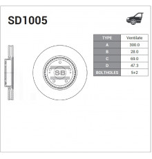 SD1005 Sangsin Диск тормозной передний вентилируемый