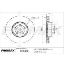 BD0432 Fremax Диск тормозной передний вентилируемый для Mercedes Benz W205 C-Klasse 2014-2021