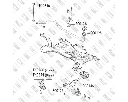 FK0254 Fixar Опора шаровая передней подвески