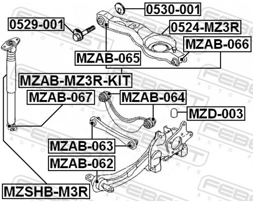 MZAB-065 FEBEST Сайлентблок заднего попер. рычага