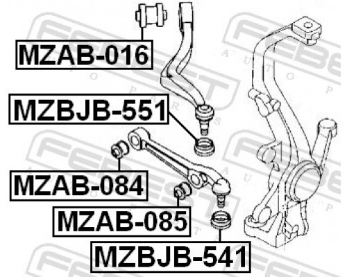 MZAB-084 FEBEST Сайлентблок переднего рычага внутренний для Mazda Mazda 6 (GG) 2002-2007