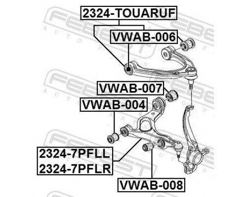 VWAB-008 FEBEST Сайлентблок переднего рычага наружный