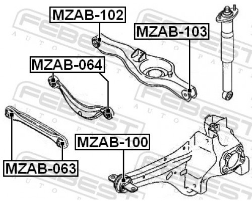 MZAB-103 FEBEST Сайлентблок поперечной тяги наружный для Mazda CX 7 2007-2012