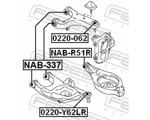 0220-062 FEBEST Опора шаровая верхняя задней подвески для Nissan Patrol (Y62) 2010>