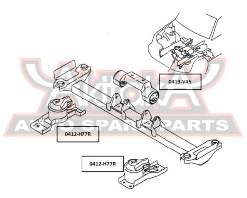 0413-V45 ASVA Сайлентблок опоры КПП для Mitsubishi Pajero Pinin (H6,H7) 1999-2005