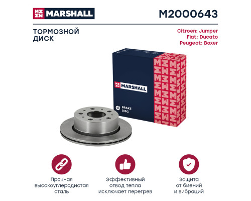 Тормозной диск задн. Citroen Jumper II 06-; Fiat Ducato III 06-; Peugeot Boxer II 06- (M2000643)