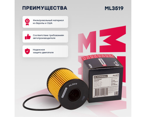 Фильтр масляный Ford Focus II, III 04- / Kuga I, II 08- / Mondeo IV 06-; Land Rover Freelander II 06- (ML3519) Фильтр масляный Ford Focus II, III 04- / Kuga I, II 08- / Mondeo IV 06-; Land Rover Freelander II 06- (ML3519)